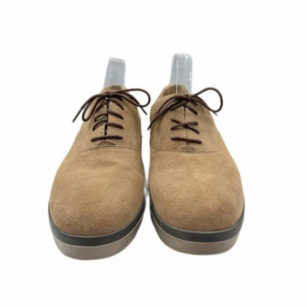 FitFlop Lewis Men’s 9 Beige Tan Suede Leather Lace Up Comfort Casual Oxford Shoe